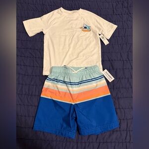 Boys Old Navy Rashguard Swim Top and Trunks